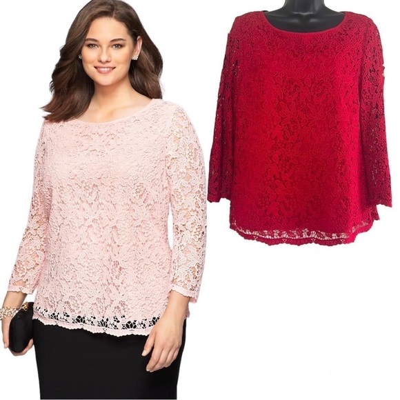 Talbots Hot Red 100% Cotton Autumn Lace Blouse - Picture 1 of 14